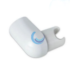 Soporte de ducha orientable color blanco para flexo de ducha con tuerca cónica fabricado en termoplástico e instalación a pared