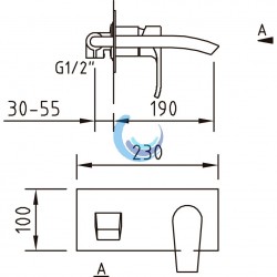 Grifo de lavabo monomando para empotrar Paula