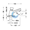 Grifo temporizado de 1 agua para lavabo(Medidas)