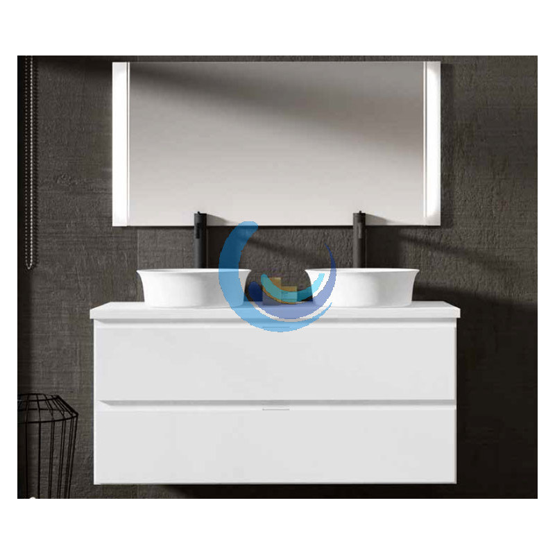 Mueble de baño + 2 lavabos + Espejo LED