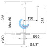 Grifo lavabo monomando 235mm 5l/min Rocket Clever (Medidas)