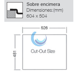 Fregadero acero inoxidable 55cm sobre encimera