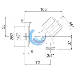 Grifo para lavadora 3/4" x 1/2" Cromo MZ con mando metálico