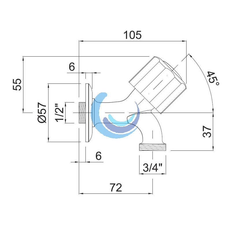 Grifo lavadora 3/4" x 1/2" Cromo MZ