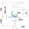 Monomando lavabo cromado 65