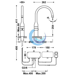 Grifo electrónico para cocina  profesional negro mate