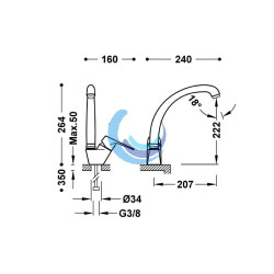 Grifo monomando para cocina dimensiones