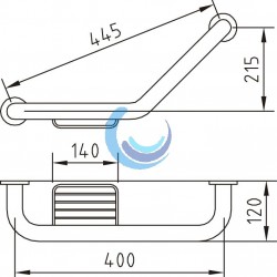 Accesorio baño asa de seguridad 40 cm curva con jabonera de rejilla Urban