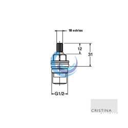 Montura cerámica 1/2" M 180º Cristina