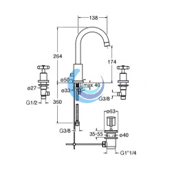 Grifo de Lavabo Bimando sobre Encimera - C205