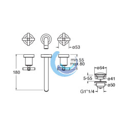Kit Exterior Bimando de Lavabo Empotrado Caño 180 mm - C242