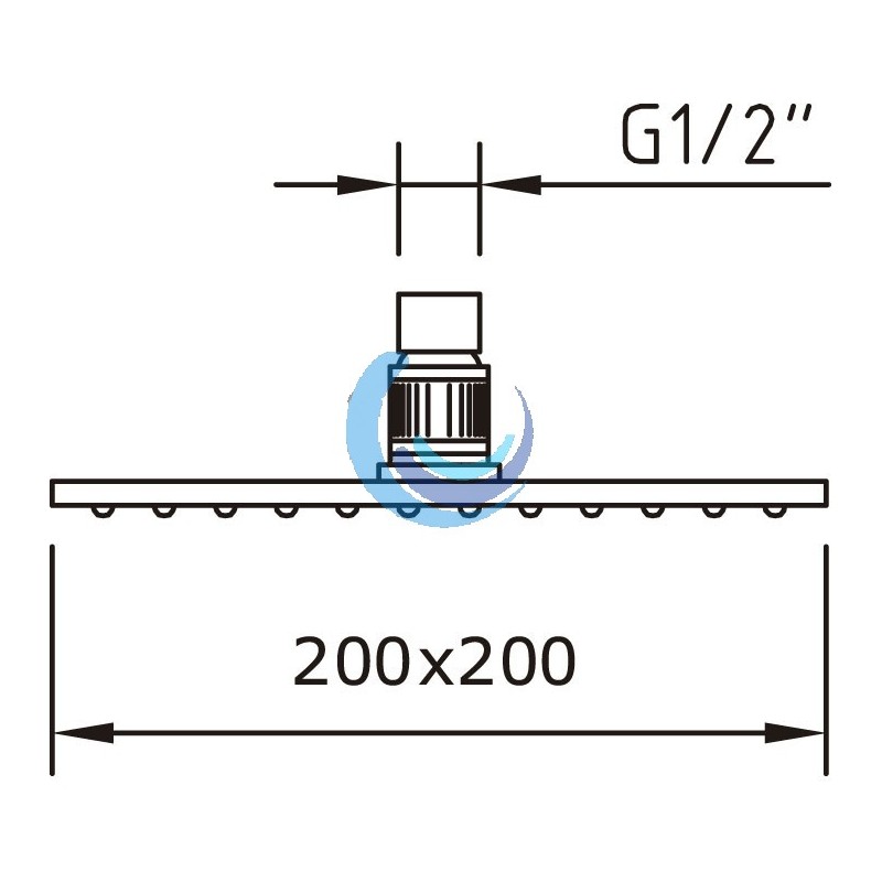 Rociador de ducha cuadrado antical 200x200 mm abs.