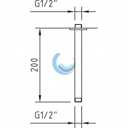 Brazo rociador laton techo 20 cm Roof