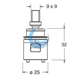Cartucho Monomando Ø 25 mm. tipo abierto