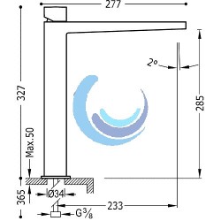 Grifo monomando XXL para lavabo (Medidas)