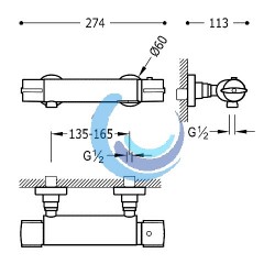 FLAT-TRES SELECTION TRESMOSTATIC Conjunto ducha termostática