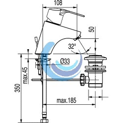 K-TRES Monomando lavabo (Croquis sin desagüe automático)