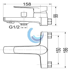 Grifo Monomando de bañera ASTORIA Llavisan (Medidas)