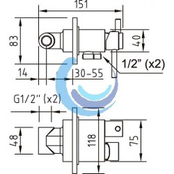 Mezclador para Ducha Higiénica con doble salida(Cisterna y Ducha)