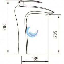 Grifo de lavabo monomando 205 mm AUDE
