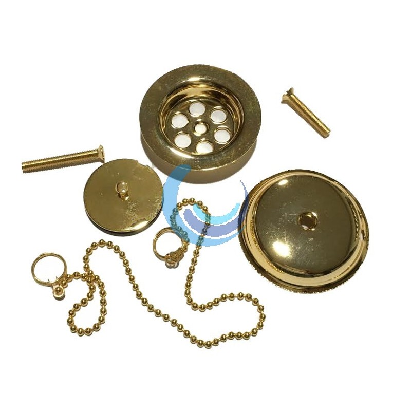 Válvula desagüe y tapón lavabo oro