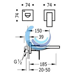 CUADRO-TRES EXCLUSIVE Monomando mural lavabo( Caño 185 mm)