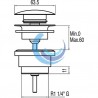 Valvula desague lavabo-bide click clack Simple Rapid (Medidas)