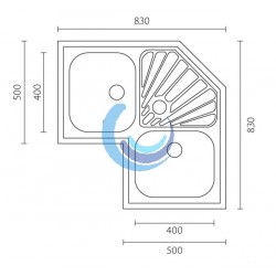Fregadero Angular Acero Inoxidable dos senos más escurridor