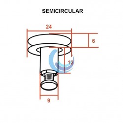 Rodamiento mampara Semicircular 24 mm Ref: M007