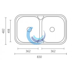 Fregadero Acero Inoxidable dos senos (Dimensiones)