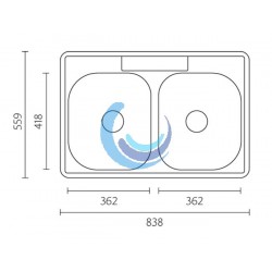 Fregadero Acero Inoxidable dos senos(Dimensiones especificas para instalación)