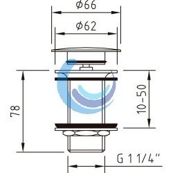 Valvula desague Click-Clack Cromo 1-1/4" sin Rebosadero