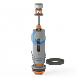 Mecanismo de descarga interrumpible de simple pulsador para cisternas bajas