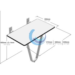 Asiento ducha plegable con soporte a suelo (Medidas)