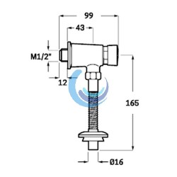 Grifo Temporizado Urinario (Medidas)