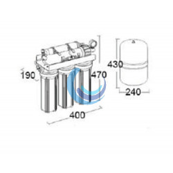 Equipo Osmosis Inversa 5 Etapas con Bomba ( Croquis medidas)