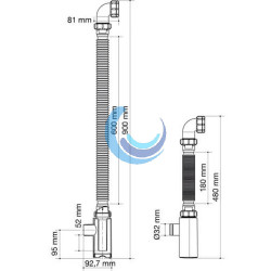 Sifón Botella Extensible Ahorra Espacio para Lavabo | Salida Ø32 mm