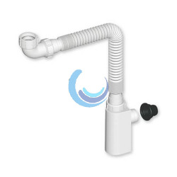 Sifón botella extensible ahorra espacio para lavabo con salida Ø32 mm y adaptador para tuberías Ø40 y Ø50 mm