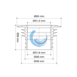 Junta Labiada para Tubo de Sifón Metálico Ø32 mm | Adaptador para Desagüe Ø40-50 mm