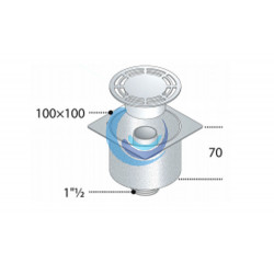 Sumidero 100x100 mm. Salida vertical (Medidas)