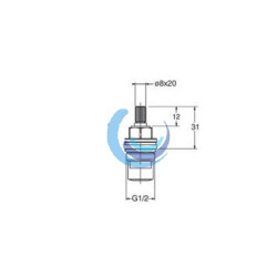 Montura cerámica 1/2"M 180º 8/20