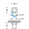 Codo con toma a pared para flexo (Medidas)