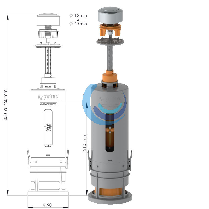 mecanismo de descarga para cisterna empotrada