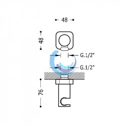 Soporte fijo con toma de agua para ducha de mano y flexo