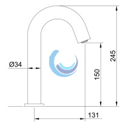 Grifo de lavabo electrónico con baterías 150mm 1 agua Urban (Medidas)