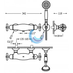 Grifo termostático mural para ducha Tres Clasic (Medidas)