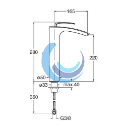 Monomando lavabo alto 280 mm Bollicine