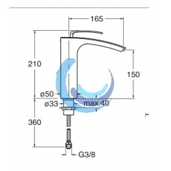 Monomando lavabo medio 210 mm Bollicine