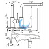 Grifo monomando doble para agua de red y filtrada para cocina TRES (Medidas)