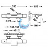 Grifo termostático mural para bañera y ducha TRES 26117209 (Medidas)